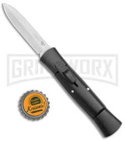AKC 007 Concord Black OTF Automatic Knife - Satin Dagger -AKC Knives Shop AKC 007 Concord Auto Black Satin Dagger BHQ 158279 jr bottlecap large