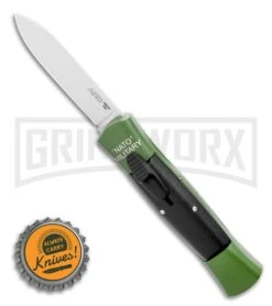 AKC Concord NATO Military Green/Black OTF Automatic Knife - Satin Flat -AKC Knives Shop AKC 007 Concord NATO Military OTF Automatic Knife Green Black 2.75 Satin Flat BHQ 33952 LS Bottlecap large