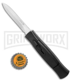 AKC 007 Concord Black OTF Automatic Knife - Dagger Satin -AKC Knives Shop AKC 007 Concord OTF Automatic Dagger Knife Black 3 Satin BHQ 125257 LS Bottlecap jr large