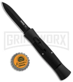 AKC 007 Concord Black OTF Automatic Knife - Dagger Black -AKC Knives Shop AKC 007 Concord OTF Black Black Dagger GX 30504 jr bottlecap large