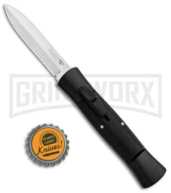 AKC Concord Black OTF Automatic Knife - Dagger Satin -AKC Knives Shop AKC 007 Concord OTF Black Satin Dagger GX 30503 jr bottlecap large