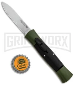 AKC 007 Concord Green/Black OTF Automatic Knife - Flat Satin -AKC Knives Shop AKC 007 Concord OTF Green Satin Flat GX 30501 jr bottlecap large