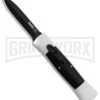 AKC 007 Concord White/Black OTF Automatic Knife - Dagger Black -AKC Knives Shop AKC 007 Concord OTF White Black Dagger GX 30494 jr large