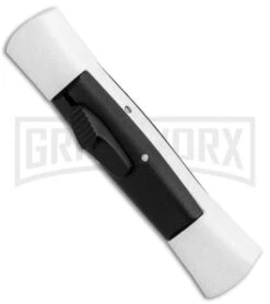 AKC 007 Concord White/Black OTF Automatic Knife - Dagger Satin -AKC Knives Shop AKC 007 Concord OTF White Satin Dagger GX 30495 jr spine large