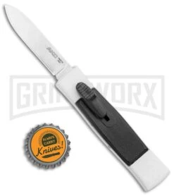 AKC Minion Concord White/Black OTF Automatic Knife - Spear Point Satin Plain 9 AKC Minion Concord White/Black OTF Automatic Knife - Spear Point Satin Plain -AKC Knives Shop AKC 007 Mini Concord OTF Auto White Black Satin BHQ 135712 jr bottlecap large