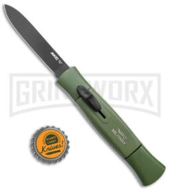 AKC 077 Concord NATO Military Green OTF Automatic Knife - Black Plain -AKC Knives Shop AKC 077 Concord OTF Auto NATO Military Green Black Flat BHQ 50796 jr bottlecap large