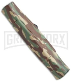 AKC 077 Concord Green Camo OTF Automatic Knife - Flat Gold Plain -AKC Knives Shop AKC 077 Concord OTF Green Camo Gold BHQ 72047 jr side large