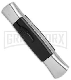 AKC 077 Concord Polish/Black OTF Automatic Knife - Flat Black Plain -AKC Knives Shop AKC 077 Concord Polish Black flat black plain BP 22707 er spine large