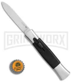 AKC 077 Concord Polish/Black OTF Automatic Knife - Flat Satin Plain -AKC Knives Shop AKC 077 Concord Polish Black flat satin plain BP 25754 er bottlecap large
