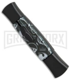 AKC 077 Concord Route 66 Skull OTF Automatic Knife - Black Plain -AKC Knives Shop AKC 077 concord route 66 skull black plain BP 19012 er side large
