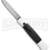 AKC 077 Concord White/Black OTF Automatic Knife - Flat Satin Plain -AKC Knives Shop AKC 077 concord white black satin flat BHQ 52355 er large