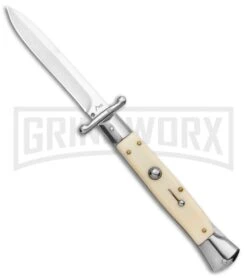 AKC 10" Italian Stiletto Swinguard Sim Ivory Automatic Knife - Bayonet