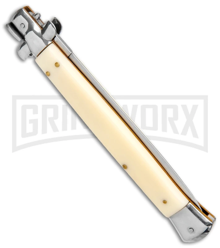 AKC 13" Sim Ivory Acrylic Automatic Italian Dagger Stiletto (Satin Plain) 5 AKC 13" Sim Ivory Acrylic Automatic Italian Dagger Stiletto (Satin Plain) - Image 3