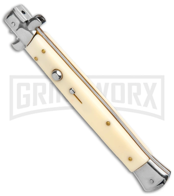 AKC 13" Sim Ivory Acrylic Automatic Italian Dagger Stiletto (Satin Plain) 4 AKC 13" Sim Ivory Acrylic Automatic Italian Dagger Stiletto (Satin Plain) - Image 2