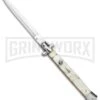 AKC 13" White Pearlex Automatic Dagger Stiletto Knife (Satin Plain) 1 AKC 13" White Pearlex Automatic Dagger Stiletto Knife (Satin Plain) -AKC Knives Shop AKC 13in White Pearlex Handle Auto Stiletto Dagger GX 6333 jr large