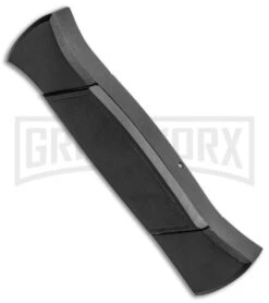 AKC 777 Blackfinger Black OTF Automatic Knife - Dagger Satin Plain -AKC Knives Shop AKC 777 Blackfinger Dagger OTF Auto Black Satin BHQ 50807 jr side large