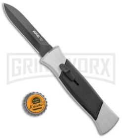 AKC 777 Blackfinger Brushed Aluminum OTF Automatic Knife - Dagger Black Plain -AKC Knives Shop AKC 777 Blackfinger Dagger OTF Auto Brushed Black BHQ 138853 jr bottlecap large