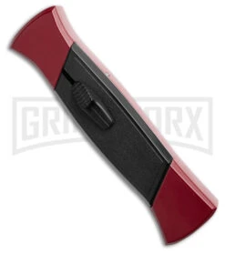 AKC 777 Blackfinger Red/Black OTF Automatic Knife - Black Plain Dagger -AKC Knives Shop AKC 777 Blackfinger Dagger OTF Automatic Knife Red Black 3.375in Black Flat BHQ 184002 hd spine large