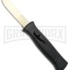 AKC 777 Blackfinger Black OTF Automatic Knife - Flat Gold Plain -AKC Knives Shop AKC 777 Blackfinger OTF Auto Black Gold Flat BHQ 92039 jr large