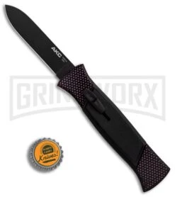 AKC 777 Blackfinger Sim Carbon Fiber OTF Automatic Knife - Black Plain -AKC Knives Shop AKC 777 Blackfinger Sim Carbon Fiber Black Flat BHQ 90290 er bottlecap large