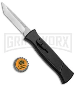 AKC 777 Blackfinger Black OTF Automatic Knife - Stonewash Tanto -AKC Knives Shop AKC 777 Blackfinger Tanto OTF Auto Black SW BHQ 87413 jr bottlecap 2 large