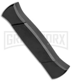 AKC 777 Blackfinger Black OTF Automatic Knife - Stonewash Tanto -AKC Knives Shop AKC 777 Blackfinger Tanto OTF Auto Black SW BHQ 87413 jr side 2 large