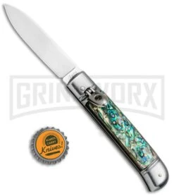AKC 8" Italian Stiletto Leverlock Abalone Automatic Knife - Flat 9 AKC 8" Italian Stiletto Leverlock Abalone Automatic Knife - Flat -AKC Knives Shop AKC 8in LL Italian Auto Abalone Polish Flat BHQ 82042 jr bottlecap large