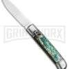 AKC 8" Italian Stiletto Leverlock Abalone Automatic Knife - Flat 1 AKC 8" Italian Stiletto Leverlock Abalone Automatic Knife - Flat -AKC Knives Shop AKC 8in LL Italian Auto Abalone Polish Flat BHQ 82042 jr large