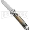 AKC 8" Shot Shell Puller Lever Lock Brazilian Horn Automatic Knife - Flat Plain -AKC Knives Shop AKC 8in Shot Puller LL Brazilian Horn BP 19886 jr large