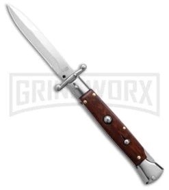 AKC 9" Snakewood Automatic Swinguard Knife Italian Stiletto - Satin Plain