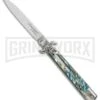 AKC 9" Leverletto Abalone Automatic Knife - Flat Grind -AKC Knives Shop AKC 9in leverletto abalone flat BP 18826 jr large