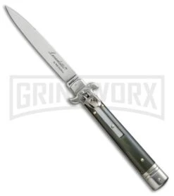 AKC 9" Leverletto Brazillian Horn Automatic Knife - Swedge Grind
