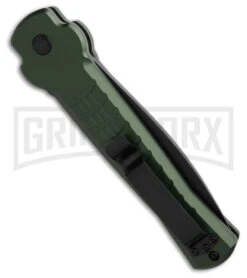 AKC X-treme Ace1 Green Automatic Knife - Black Plain -AKC Knives Shop AKC Ace Automatic Knife Dark Green 3in Black BHQ 189107 td side large