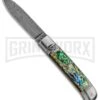 AKC 8" Italian Stiletto Lever Lock Abalone Automatic Knife - Damascus Plain 2 AKC 8" Italian Stiletto Lever Lock Abalone Automatic Knife - Damascus Plain -AKC Knives Shop AKC Classic 8in LL Abalone Damascus Flat BP 30459 jr large