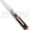 AKC 6" Mini Classic Lever Lock Stag Automatic Knife - Satin Plain -AKC Knives Shop AKC Classic LL Stag BHQ 50855 jr large