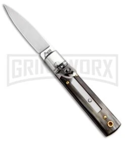 AKC 6" Mini Classic Lever Lock Brazilian Horn Automatic Knife - Satin Plain