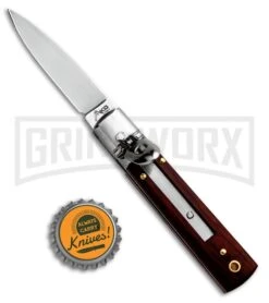 AKC 6" Mini Classic Lever Lock Cocobolo Automatic Knife - Satin Plain -AKC Knives Shop AKC Classic Leverlock Cocobolo BHQ 50891 ns bottlecap large