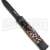 AKC Minion Concord Leopard OTF Automatic Knife - Flat Black Plain -AKC Knives Shop AKC Concord Minion Leopard Flat Blk BP 18949 jr large