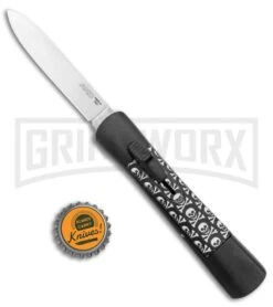 AKC Concord Jolly Roger OTF Automatic Knife - Flat Grind Satin Plain -AKC Knives Shop AKC Concord OTF Auto Jolly Roger Satin BHQ 135716 jr bottlecap large