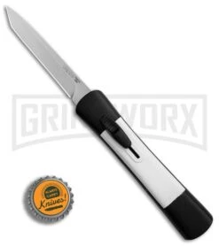 AKC Concord Black/White OTF Automatic Knife - Tanto Satin Plain -AKC Knives Shop AKC Concord Tanto Black White Satin BHQ 90287 er bottlecap large