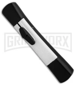 AKC Concord Black/White OTF Automatic Knife - Tanto Satin Plain -AKC Knives Shop AKC Concord Tanto Black White Satin BHQ 90287 er spine large