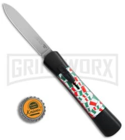 AKC Concord Italy Flag OTF Automatic Knife - Flat Satin Plain -AKC Knives Shop AKC Concord italy flag flat satin BHQ 75609 jr bottlecap large