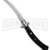 AKC Curved Stiletto Black Marble Automatic Knife - Satin Plain -AKC Knives Shop AKC Curved Stiletto Black Marble Automatic Knife Satin Plain GX 41491 hd large