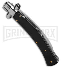 AKC Knives Shop -AKC Knives Shop AKC Curved Stiletto Black Marble Automatic Knife Satin Plain GX 41491 hd side large
