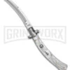 AKC Curved Stiletto White Pearlex Automatic Knife - Bayo Satin -AKC Knives Shop AKC Curved Stiletto White Pealex AK 4in Satin GX 41021 td large