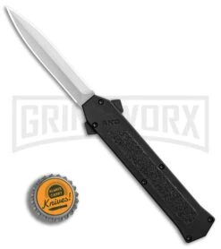AKC F-16 Black D/A OTF Automatic Knife - Dagger Satin Plain -AKC Knives Shop AKC F 16 Black DA Dagger Satin Plain GX 30994 er bottlecap large