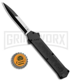 AKC F-16 Black D/A OTF Automatic Knife - Bayo Two Tone -AKC Knives Shop AKC F 16 Black DA OTF Auto Bayo TT Plain BHQ 111245 jr bottlecap large