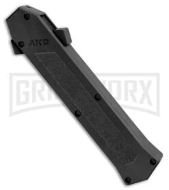 AKC F-16 Black D/A OTF Automatic Knife - Bayo Two Tone -AKC Knives Shop AKC F 16 Black DA OTF Auto Bayo TT Plain BHQ 111245 jr spine large