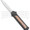 AKC F-16 Black/Wood D/A OTF Automatic Knife - Bayo Satin Plain -AKC Knives Shop AKC F 16 Black Wood DA OTF Auto Bayo Satin Plain BP 24620 jr large