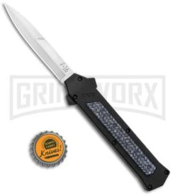 AKC F-16 Weave D/A OTF Automatic Knife - Bayo Satin Plain -AKC Knives Shop AKC F 16 DA Bayo OTF Auto Knife Weave Satin BHQ 131607 jr bottlecap large
